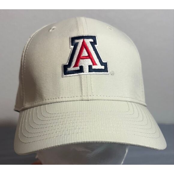 University of Arizona Nike Dri-fit Club Cap Adjustable Breathable White/Tan Hat - Picture 2 of 10